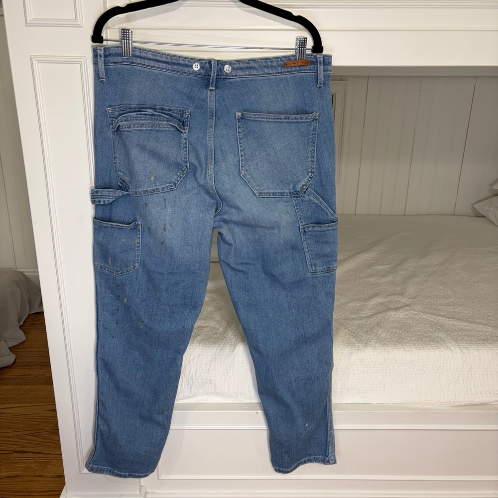 Anthropologie Pilcro Paint Splatter Bandana Cuffed Utility Carpenter Jeans (31) - Picture 9 of 13